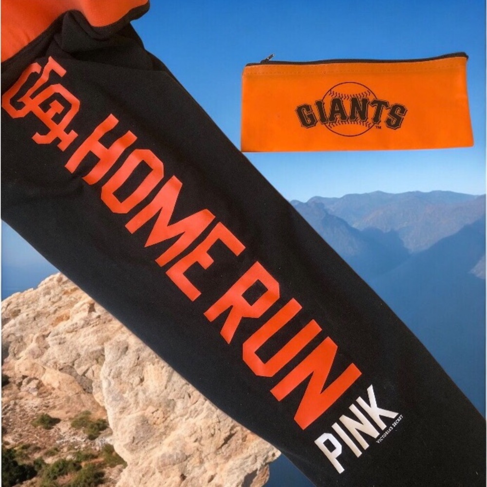 Victoria's Secret Pink San Francisco Giants Crop Leggings HOME RUN + zip pouch